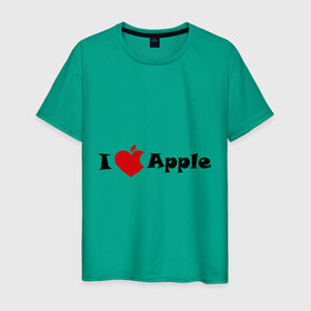 Мужская футболка хлопок с принтом я люблю яблоко в Петрозаводске, 100% хлопок | прямой крой, круглый вырез горловины, длина до линии бедер, слегка спущенное плечо. | apple | антибренд | люблю эпл | я люблю apple | яблоко