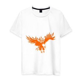 Мужская футболка хлопок с принтом Орел огненный в Петрозаводске, 100% хлопок | прямой крой, круглый вырез горловины, длина до линии бедер, слегка спущенное плечо. | Тематика изображения на принте: 