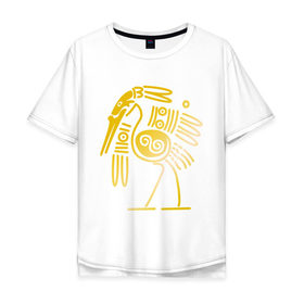 Мужская футболка хлопок Oversize с принтом золотая птица в Петрозаводске, 100% хлопок | свободный крой, круглый ворот, “спинка” длиннее передней части | египет | египетский | трайбл | узор | этнический | этно | этнос