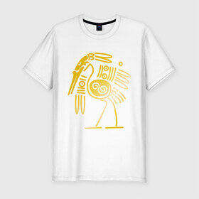 Мужская футболка премиум с принтом золотая птица в Петрозаводске, 92% хлопок, 8% лайкра | приталенный силуэт, круглый вырез ворота, длина до линии бедра, короткий рукав | Тематика изображения на принте: египет | египетский | трайбл | узор | этнический | этно | этнос