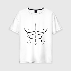 Женская футболка хлопок Oversize с принтом мужской торс в Петрозаводске, 100% хлопок | свободный крой, круглый ворот, спущенный рукав, длина до линии бедер
 | атлет | бицепсы | голое тело | грудь | качок | мужское тело | мускулы | мышцы | пресс | рельеф | тело