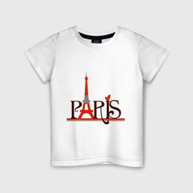 Детская футболка хлопок с принтом Обожаю Париж в Петрозаводске, 100% хлопок | круглый вырез горловины, полуприлегающий силуэт, длина до линии бедер | 