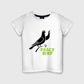 Детская футболка хлопок с принтом Птица Мира - Peace Bird в Петрозаводске, 100% хлопок | круглый вырез горловины, полуприлегающий силуэт, длина до линии бедер | Тематика изображения на принте: 