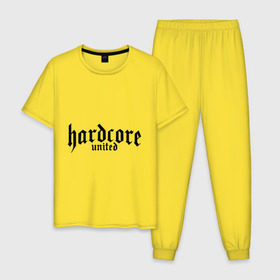 Мужская пижама хлопок с принтом Hardcor united в Петрозаводске, 100% хлопок | брюки и футболка прямого кроя, без карманов, на брюках мягкая резинка на поясе и по низу штанин
 | Тематика изображения на принте: 