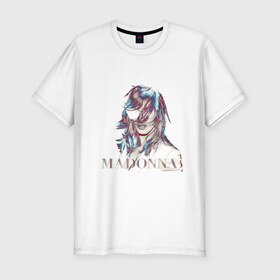 Мужская футболка премиум с принтом Madonna в Петрозаводске, 92% хлопок, 8% лайкра | приталенный силуэт, круглый вырез ворота, длина до линии бедра, короткий рукав | madona | madonna | знаменитость | знаменитые личности | мадона | мадонна | музыка | портрет