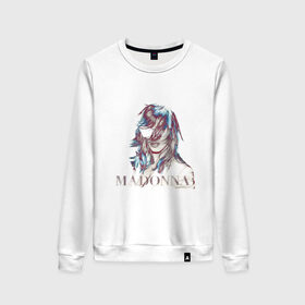Женский свитшот хлопок с принтом Madonna в Петрозаводске, 100% хлопок | прямой крой, круглый вырез, на манжетах и по низу широкая трикотажная резинка  | madona | madonna | знаменитость | знаменитые личности | мадона | мадонна | музыка | портрет