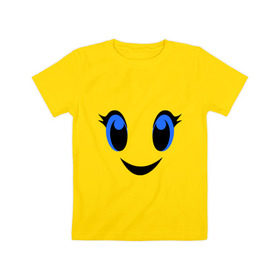 Детская футболка хлопок с принтом Милое личико улыбается в Петрозаводске, 100% хлопок | круглый вырез горловины, полуприлегающий силуэт, длина до линии бедер | глаза | детские | для детей | для ребенка | лицо | ребенку | улыбка