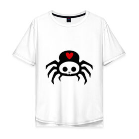 Мужская футболка хлопок Oversize с принтом Spider-Skull в Петрозаводске, 100% хлопок | свободный крой, круглый ворот, “спинка” длиннее передней части | скелет