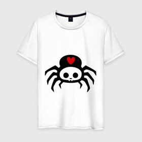 Мужская футболка хлопок с принтом Spider-Skull в Петрозаводске, 100% хлопок | прямой крой, круглый вырез горловины, длина до линии бедер, слегка спущенное плечо. | скелет