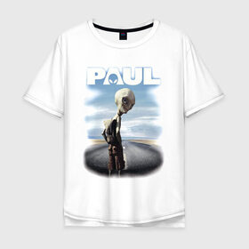 Мужская футболка хлопок Oversize с принтом Пол: Секретный материальчик в Петрозаводске, 100% хлопок | свободный крой, круглый ворот, “спинка” длиннее передней части | paul | секретный инопланетянин
