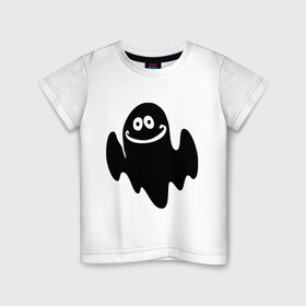 Детская футболка хлопок с принтом Привидение с улыбкой в Петрозаводске, 100% хлопок | круглый вырез горловины, полуприлегающий силуэт, длина до линии бедер | дух | жуть | монстр | нечисть | привидение | призрак