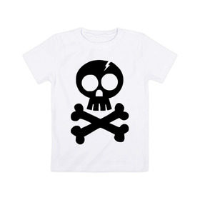 Детская футболка хлопок с принтом Череп и кости принт в Петрозаводске, 100% хлопок | круглый вырез горловины, полуприлегающий силуэт, длина до линии бедер | пират