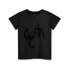Детская футболка хлопок с принтом Korn bones в Петрозаводске, 100% хлопок | круглый вырез горловины, полуприлегающий силуэт, длина до линии бедер | Тематика изображения на принте: korn | metal | группы | корн | логотип | метал | музыка | рок группы | рок музыка
