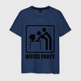 Мужская футболка хлопок с принтом Office Party в Петрозаводске, 100% хлопок | прямой крой, круглый вырез горловины, длина до линии бедер, слегка спущенное плечо. | ofice | зарплата | коллеги | компьютер | начальник | офис | работа | работник | сотрудники