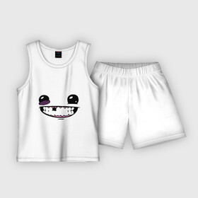 Детская пижама с шортами хлопок с принтом Super Meat Boy: Face в Петрозаводске,  |  | зубастик | зубы | игра | компьютерные игры | лицо | рожа | рожица