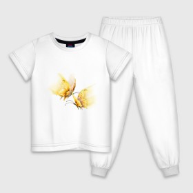 Детская пижама хлопок с принтом Золотые бабочки в Петрозаводске, 100% хлопок |  брюки и футболка прямого кроя, без карманов, на брюках мягкая резинка на поясе и по низу штанин
 | бабочки | девушкам | для девушек | животные | насекомые