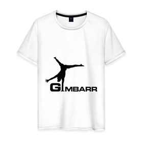 Мужская футболка хлопок с принтом Gimbarr 2 в Петрозаводске, 100% хлопок | прямой крой, круглый вырез горловины, длина до линии бедер, слегка спущенное плечо. | gimbarr | turnik | turnikman | гимбар | джимбар | спорт | турник | турникмен