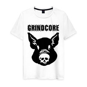 Мужская футболка хлопок с принтом Grindcore (pig) в Петрозаводске, 100% хлопок | прямой крой, круглый вырез горловины, длина до линии бедер, слегка спущенное плечо. | grindcore | gringcore | metal | rock | trash | гpайндкор | метал | рок музыка | треш | трэш
