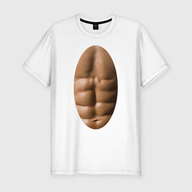 Мужская футболка премиум с принтом мужское тело в Петрозаводске, 92% хлопок, 8% лайкра | приталенный силуэт, круглый вырез ворота, длина до линии бедра, короткий рукав | Тематика изображения на принте: мышцы | обнаженное тело | пресс