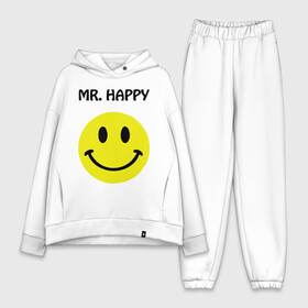 Женский костюм хлопок Oversize с принтом мистер счастье в Петрозаводске,  |  | happy | mr. happy | smile | мистер хэппи | рожица | смайл | смайлик | счастье
