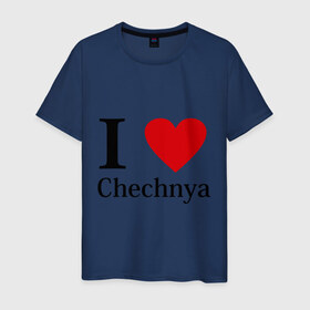 Мужская футболка хлопок с принтом i love chechnya в Петрозаводске, 100% хлопок | прямой крой, круглый вырез горловины, длина до линии бедер, слегка спущенное плечо. | регионы | чеченская республика | чеченцы | чечня | я люблю | я люблю чечню