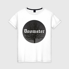 Женская футболка хлопок с принтом значок Doomster в Петрозаводске, 100% хлопок | прямой крой, круглый вырез горловины, длина до линии бедер, слегка спущенное плечо | 