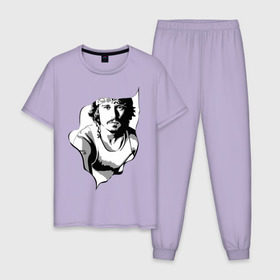 Мужская пижама хлопок с принтом Джонни Депп в Петрозаводске, 100% хлопок | брюки и футболка прямого кроя, без карманов, на брюках мягкая резинка на поясе и по низу штанин
 | depp | johnny