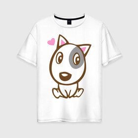 Женская футболка хлопок Oversize с принтом Doggy in love в Петрозаводске, 100% хлопок | свободный крой, круглый ворот, спущенный рукав, длина до линии бедер
 | влюбленная собака | дог | пес | собака | собачка | щенок
