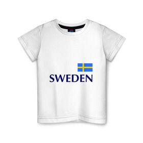 Детская футболка хлопок с принтом Сборная Швеции - 10 в Петрозаводске, 100% хлопок | круглый вырез горловины, полуприлегающий силуэт, длина до линии бедер | football | сборная швеции | флаг швеции | футбол | швеция