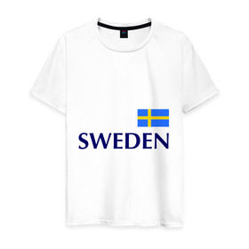 Мужская футболка хлопок с принтом Сборная Швеции - 10 в Петрозаводске, 100% хлопок | прямой крой, круглый вырез горловины, длина до линии бедер, слегка спущенное плечо. | football | сборная швеции | флаг швеции | футбол | швеция
