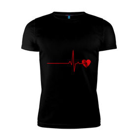 Мужская футболка премиум с принтом Жизнь двоих - одна жизнь (парная) в Петрозаводске, 92% хлопок, 8% лайкра | приталенный силуэт, круглый вырез ворота, длина до линии бедра, короткий рукав | биение сердца | для двоих | жизнь двоих | кардиограмма | парные | сердце