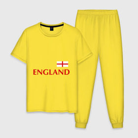 Мужская пижама хлопок с принтом Сборная Англии - Стивен Джеррард 4 в Петрозаводске, 100% хлопок | брюки и футболка прямого кроя, без карманов, на брюках мягкая резинка на поясе и по низу штанин
 | англия | сборная англии | стивен джеррард | флаг англии | футбол