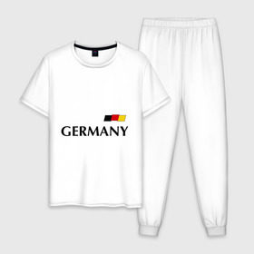 Мужская пижама хлопок с принтом Сборная Германии - 7 в Петрозаводске, 100% хлопок | брюки и футболка прямого кроя, без карманов, на брюках мягкая резинка на поясе и по низу штанин
 | football | германия | сборная германии | футбол | швайнштайгер