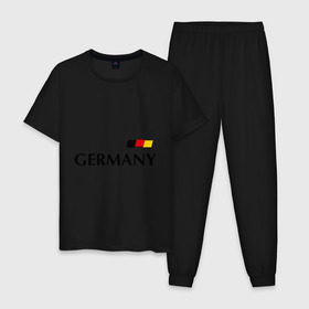 Мужская пижама хлопок с принтом Сборная Германии - 10 в Петрозаводске, 100% хлопок | брюки и футболка прямого кроя, без карманов, на брюках мягкая резинка на поясе и по низу штанин
 | football | германия | подольски | сборная германии | футбол