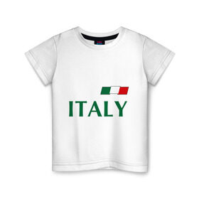 Детская футболка хлопок с принтом Сборная Италии - 1 в Петрозаводске, 100% хлопок | круглый вырез горловины, полуприлегающий силуэт, длина до линии бедер | Тематика изображения на принте: football | буффон | италия | сборная италии