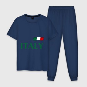 Мужская пижама хлопок с принтом Сборная Италии - 1 в Петрозаводске, 100% хлопок | брюки и футболка прямого кроя, без карманов, на брюках мягкая резинка на поясе и по низу штанин
 | football | буффон | италия | сборная италии