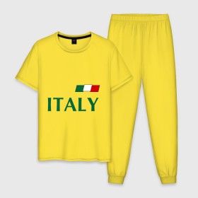 Мужская пижама хлопок с принтом Сборная Италии - 10 в Петрозаводске, 100% хлопок | брюки и футболка прямого кроя, без карманов, на брюках мягкая резинка на поясе и по низу штанин
 | football | италия | сборная италии