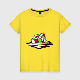 Женская футболка хлопок с принтом Кубик рубика в Петрозаводске, 100% хлопок | прямой крой, круглый вырез горловины, длина до линии бедер, слегка спущенное плечо | головоломка | игра | игрушка | кубик рубик