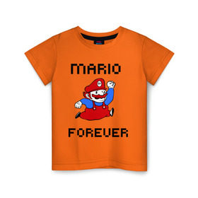 Детская футболка хлопок с принтом Mario forever в Петрозаводске, 100% хлопок | круглый вырез горловины, полуприлегающий силуэт, длина до линии бедер | nintendo | марио | нинтендо