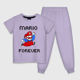 Детская пижама хлопок с принтом Mario forever в Петрозаводске, 100% хлопок |  брюки и футболка прямого кроя, без карманов, на брюках мягкая резинка на поясе и по низу штанин
 | Тематика изображения на принте: nintendo | марио | нинтендо