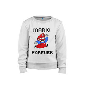 Детский свитшот хлопок с принтом Mario forever в Петрозаводске, 100% хлопок | круглый вырез горловины, эластичные манжеты, пояс и воротник | nintendo | марио | нинтендо