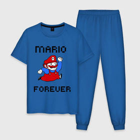 Мужская пижама хлопок с принтом Mario forever в Петрозаводске, 100% хлопок | брюки и футболка прямого кроя, без карманов, на брюках мягкая резинка на поясе и по низу штанин
 | Тематика изображения на принте: nintendo | марио | нинтендо