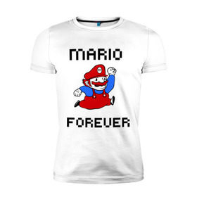 Мужская футболка премиум с принтом Mario forever в Петрозаводске, 92% хлопок, 8% лайкра | приталенный силуэт, круглый вырез ворота, длина до линии бедра, короткий рукав | nintendo | марио | нинтендо