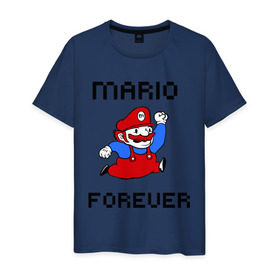 Мужская футболка хлопок с принтом Mario forever в Петрозаводске, 100% хлопок | прямой крой, круглый вырез горловины, длина до линии бедер, слегка спущенное плечо. | Тематика изображения на принте: nintendo | марио | нинтендо