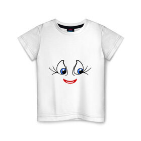 Детская футболка хлопок с принтом Глазки в Петрозаводске, 100% хлопок | круглый вырез горловины, полуприлегающий силуэт, длина до линии бедер | smile | глаза | настроение | позитив | ресницы | рожица | смайлик | улыбаться | улыбка | улыбочка | эмоции