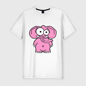 Мужская футболка премиум с принтом Розовый слон в Петрозаводске, 92% хлопок, 8% лайкра | приталенный силуэт, круглый вырез ворота, длина до линии бедра, короткий рукав | Тематика изображения на принте: смешной