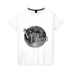 Женская футболка хлопок с принтом Дневники вампиров луна в Петрозаводске, 100% хлопок | прямой крой, круглый вырез горловины, длина до линии бедер, слегка спущенное плечо | the vampire diaries | дневники вампира | луна | сериалы | тв
