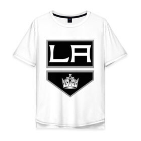Мужская футболка хлопок Oversize с принтом Los Angeles Kings - Лос Анджелес в Петрозаводске, 100% хлопок | свободный крой, круглый ворот, “спинка” длиннее передней части | la | los angeles kings | nhl | кубок стенли | лос анджелес кингс | нхл | хоккей