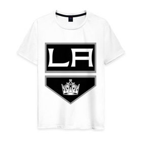 Мужская футболка хлопок с принтом Los Angeles Kings - Лос Анджелес в Петрозаводске, 100% хлопок | прямой крой, круглый вырез горловины, длина до линии бедер, слегка спущенное плечо. | la | los angeles kings | nhl | кубок стенли | лос анджелес кингс | нхл | хоккей