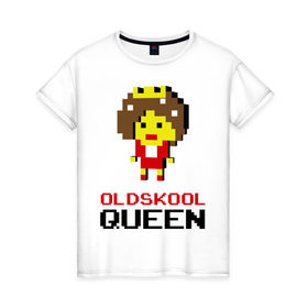 Женская футболка хлопок с принтом Oldskool Queen в Петрозаводске, 100% хлопок | прямой крой, круглый вырез горловины, длина до линии бедер, слегка спущенное плечо | 